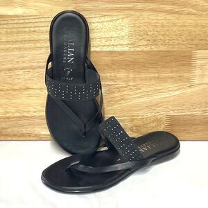 Italian Shoemakers Black Rhinestone Thong Sandals Women’s Size 7 Italy